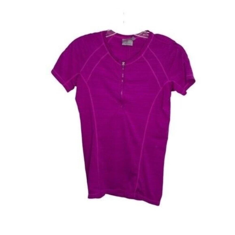 Athleta Womens Size S Purple Basic Short Sleeve Half Zip Activewear Workout Top
